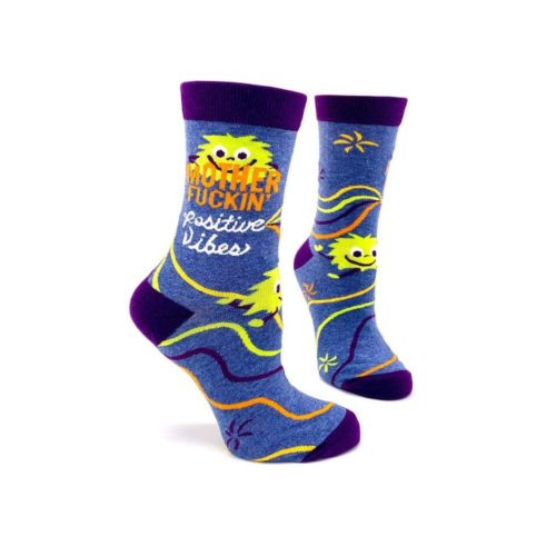 Mother Fucking Positive Vibes Blue Funky Socks