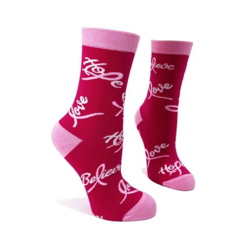 Believe,love,hope ladies pink socks