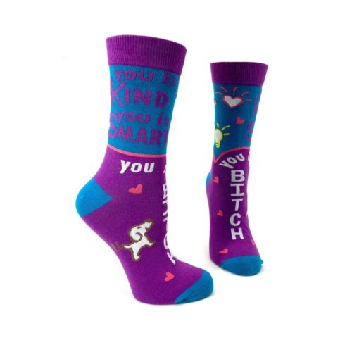 Funky Ladies' Socks.You is Kind,You is Smart ,You is Bitch.Dog.